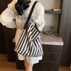 Versatile Casual Large-capacity Shoulder Women's Bag Retro Tote Handbag Small Fresh Striped Canvas Bag