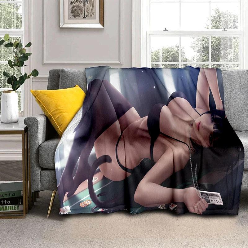 3D Tifa Aerith Sexy Lace Girl Game Cartoon Blanket,Soft Throw Blanket for Home Bedroom Bed Sofa Picnic Office Cover Blanket Kids