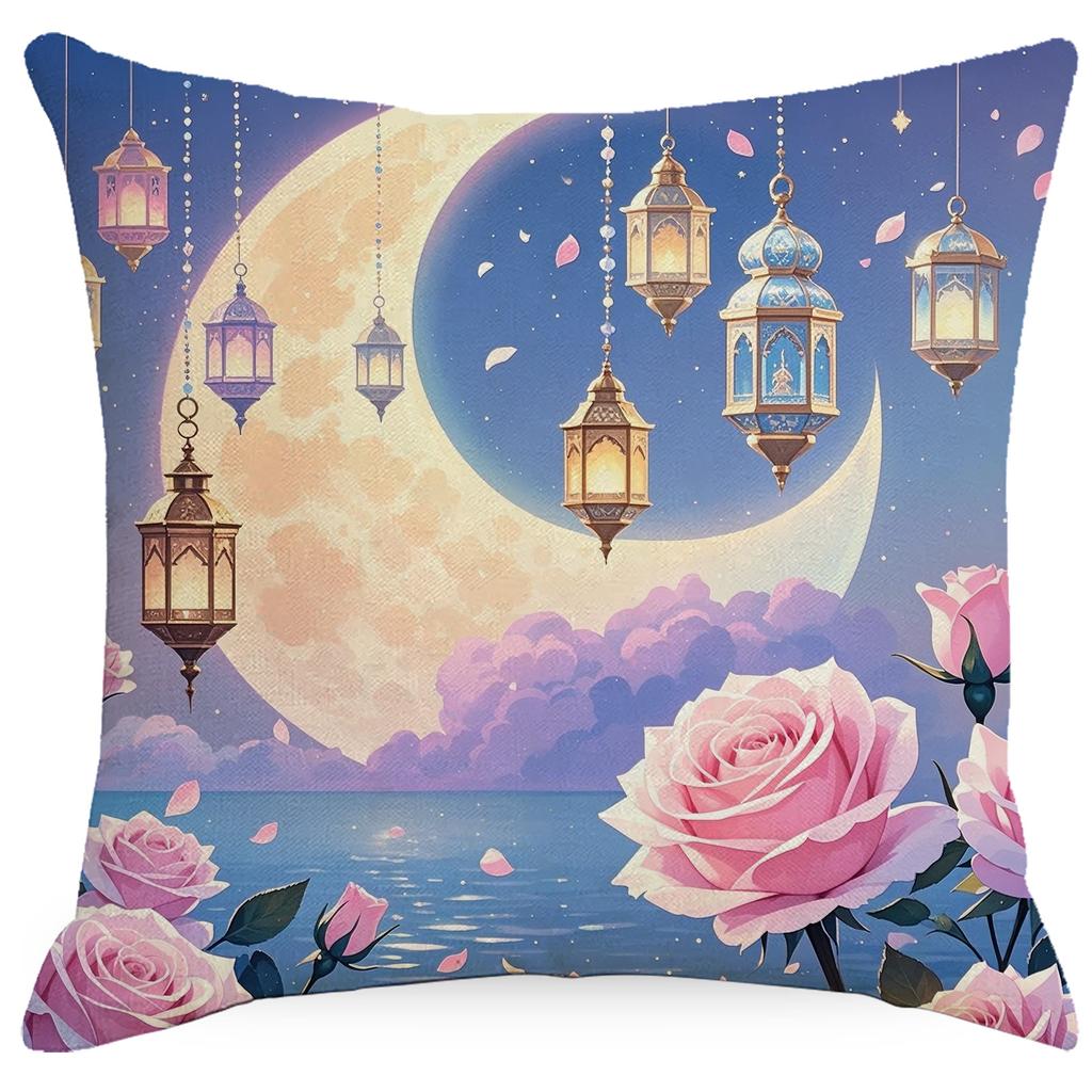 New Moon Chandelier Flowers Dreamy Folk Line Print Home Living Room Sofa Pillow Cover