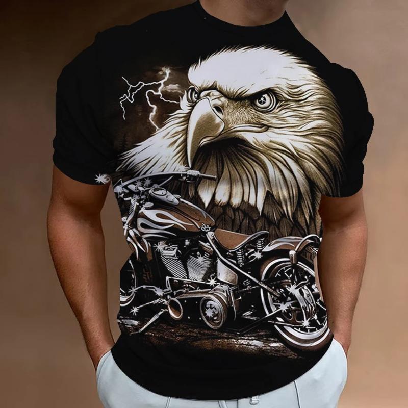 

Hot selling men s summer motorcycle racing letter print comfortable and breathable round neck S
