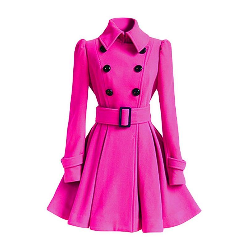 Elegant Winter Women Double Breasted Trench Coat With Swing Dress Design
