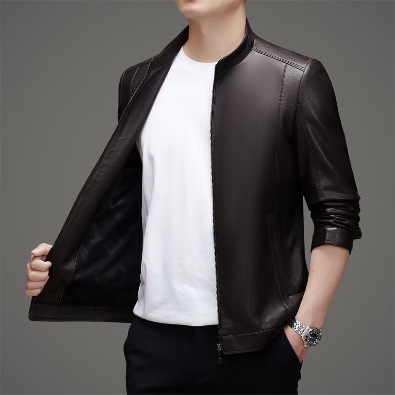 Men's Stand Collar Faux Leather Jacket