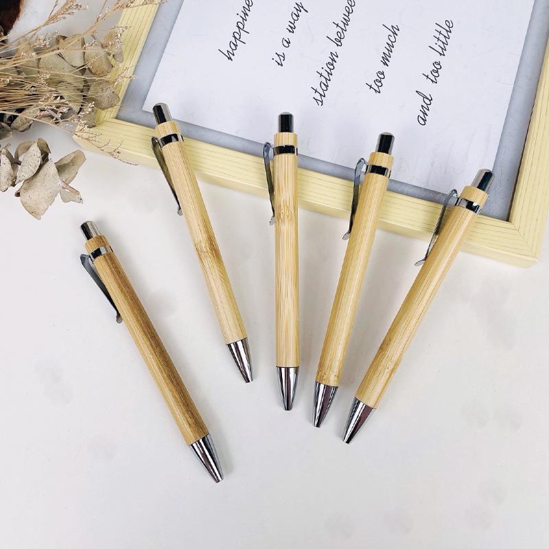 Eco-Friendly Bamboo Ballpoint Pen with Metal Clip: Insect and Mildew Resistant, Two-Layer Light Oil Finish.
