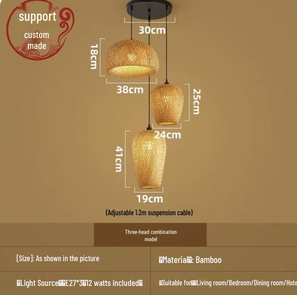 Bamboo Weaving Pendant Lamp - Zen Tea Room & Restaurant Lighting, New Chinese Style Rattan Lantern