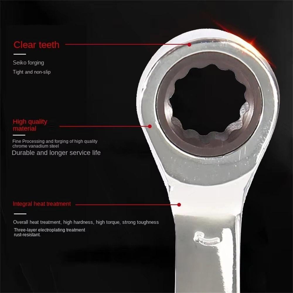 1Pcs 72 Teeth Ratchet Socket Spanner 6-19mm Nut Repair Tool Durable Stubby Single Wrench