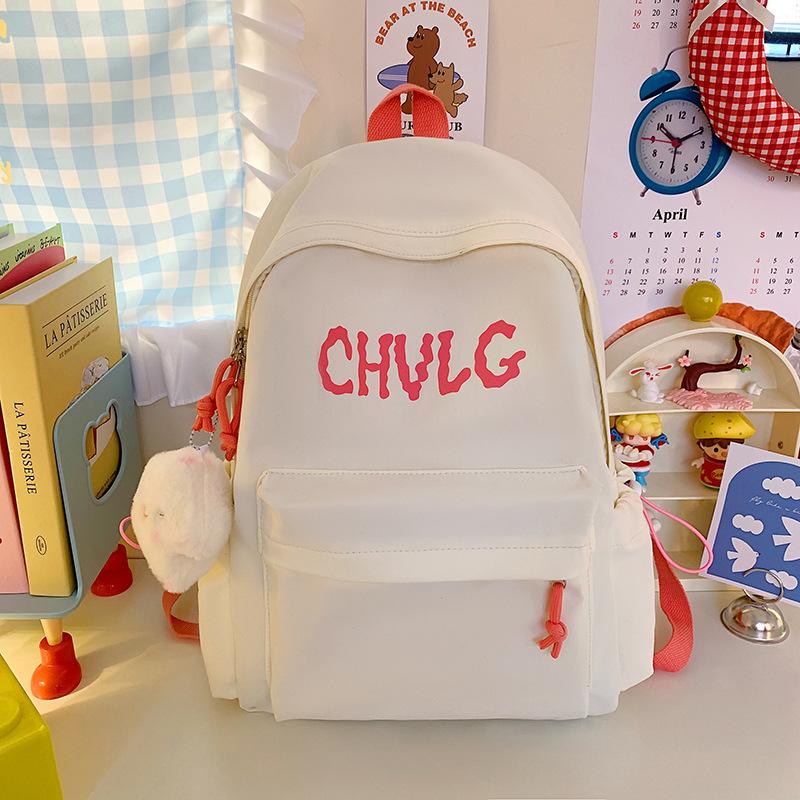 Schoolbag Schoolbag Junior High School Girls Ins Niche Letters Simple and Versatile Japanese Dopamine High School Students Large Capacity Backpack