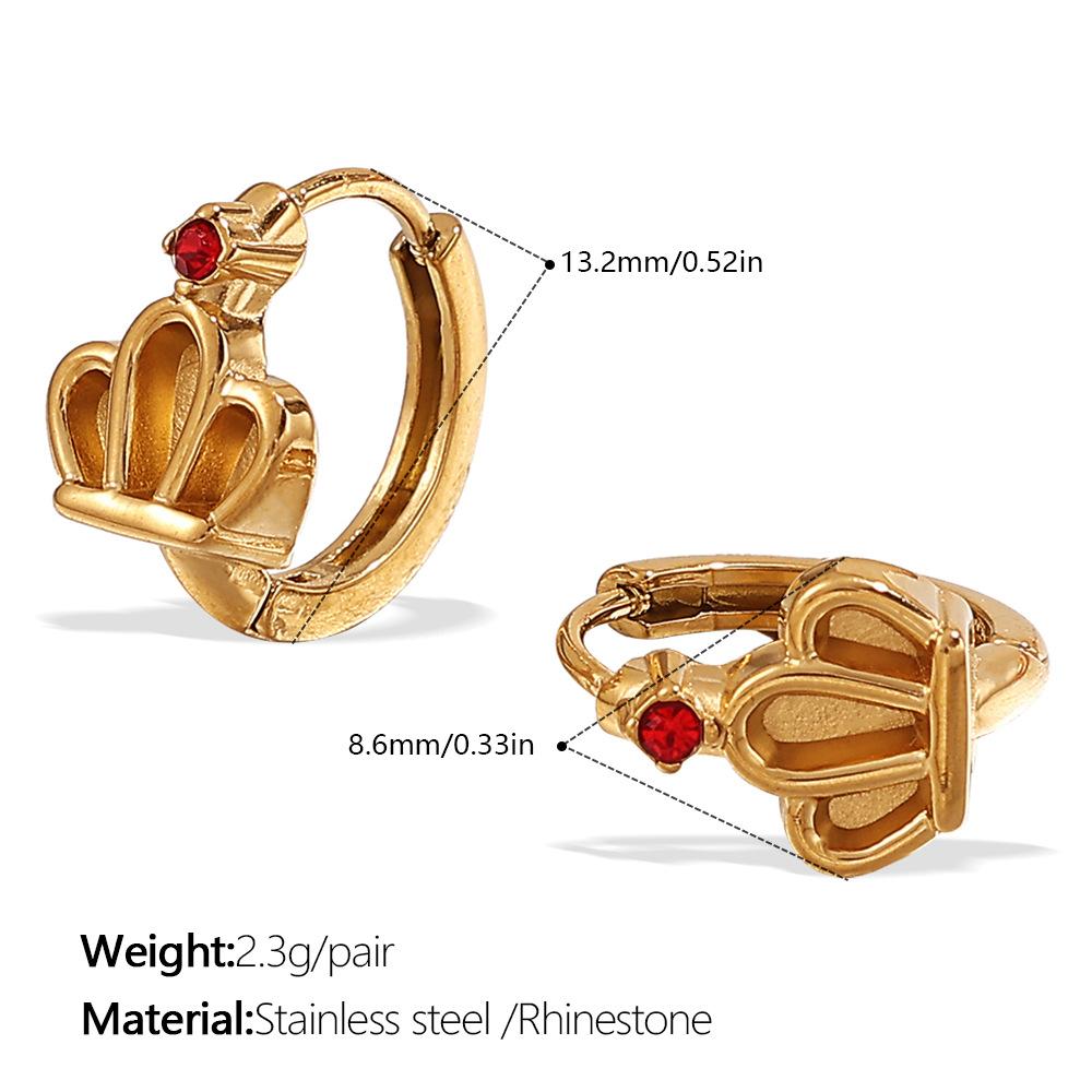 Gold-Plated Stainless Steel Crown Love Earrings Light Luxury High-End Temperament Earrings Earrings