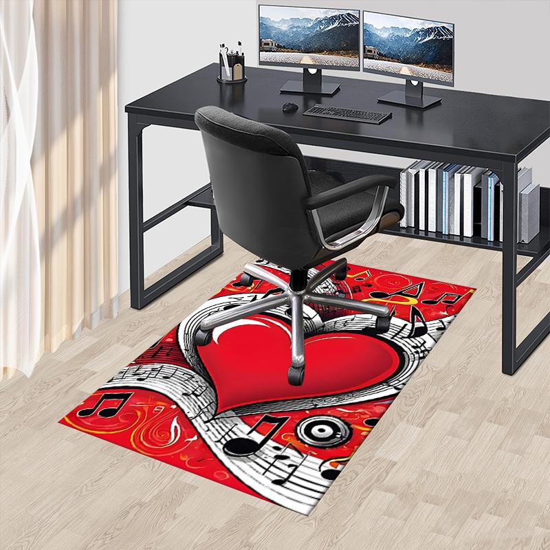 

Music Notes Heart Chair Mat: Office Carpet, Oversized Rug for Home Decor, Sofa Mat, Desk Pad Gift - Suitable for Bedroom, Living Room, Any R 60cm by 90cm