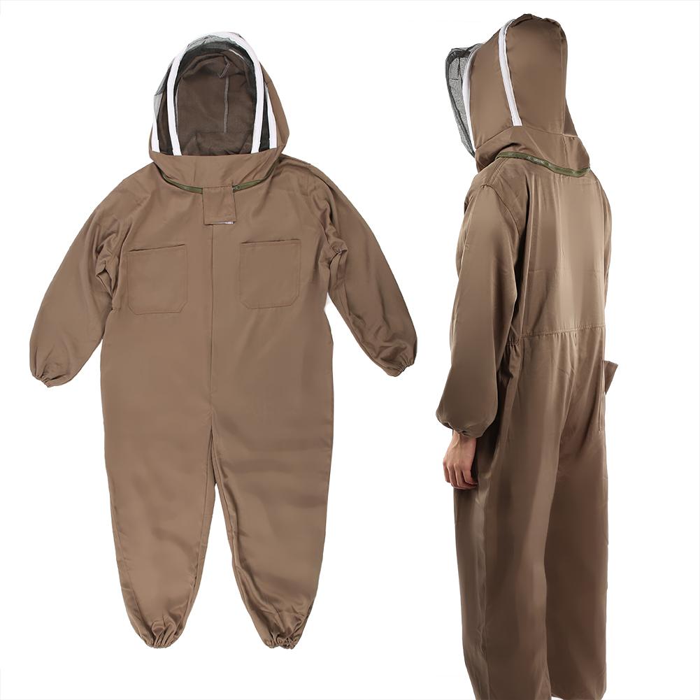 Beekeeping Protective Suit Breathable Bee Suits Smock with Zipper for Beekeepers Light BrownXXL