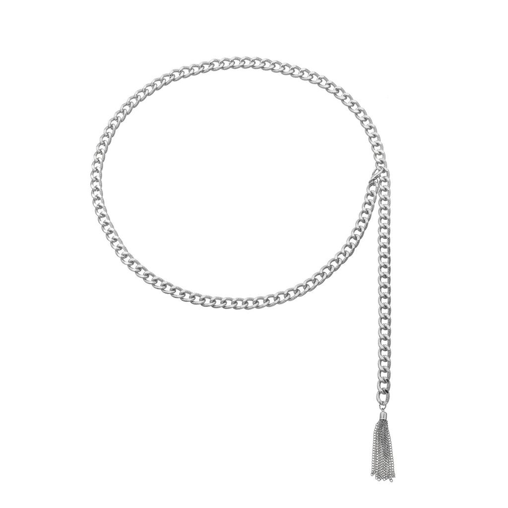 Vintage exaggerated fringed geometric body chain female, thick metal chain sexy waist chain