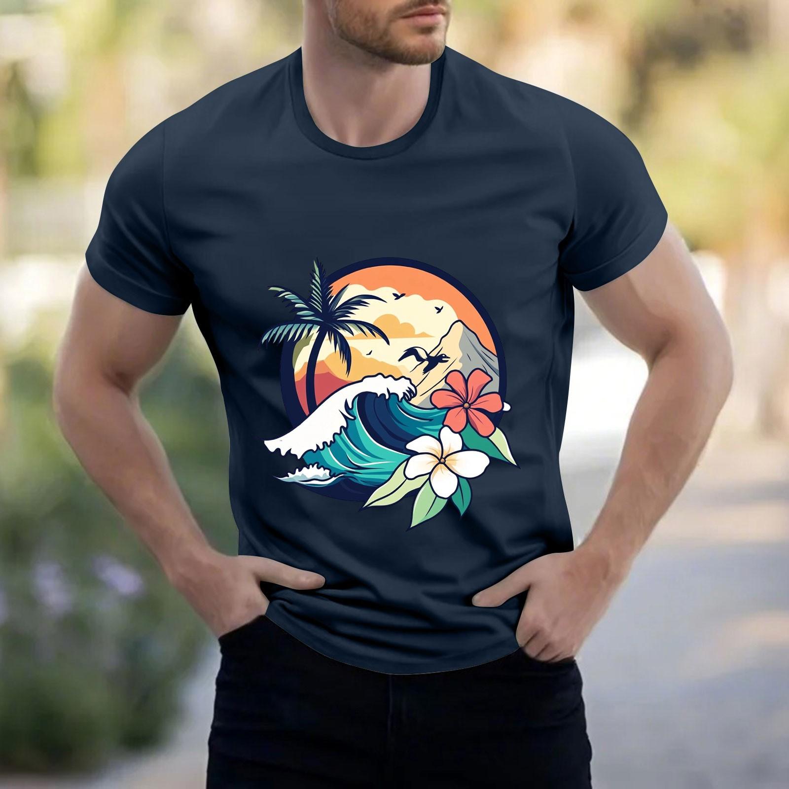 

Мужская рубашка с воротником-стойкой и коротким рукавом, свободная рубашка для отдыха и отдыха, мужская XXL тёмно-синий