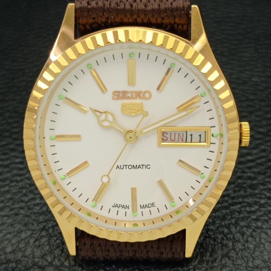 REFURBISHED VINTAGE SEIKO 5 AUTO 6309A JAPAN MENS WHITE DIAL WATCH a425915-2 RL620a-a425915