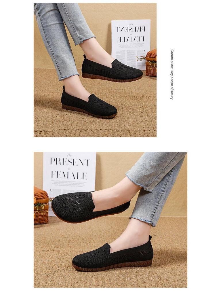Breathable Soft Sole Mesh Flat Shoes for Middle-Aged and Elderly Women