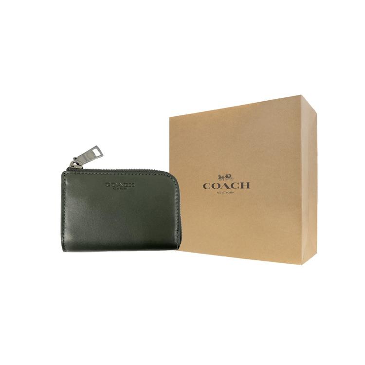 New COACH Card Case Refined Calfskin Card Holder, Wallet Unisex Green CD795G-QBRFT