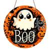 2D Flat, 1pc Halloween Ghost Aluminum Ornament, Circular Wall Craft, Suitable for Wreath Center, Wall And Room Decor - Durable, Easy-To-Clean Holiday