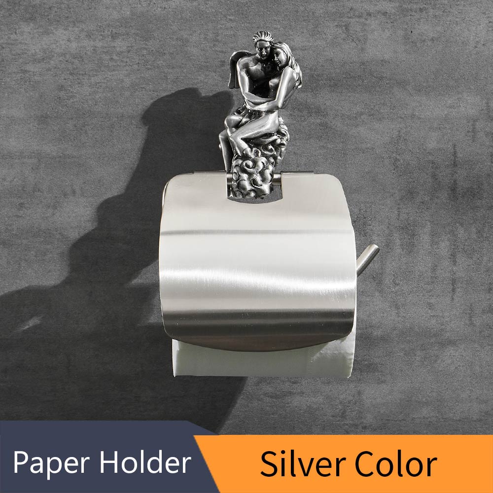 Toilettenpapierhalter zur Wandmontage für Badezimmer, romantisches Badezimmer, Antik-Bronze, Toilettenpapierhalter, klassisch, rostfrei, MB-0819B