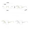 Women's Frameless Photochromic Reading Glasses High-definition Ultra-light Anti-blue Light Far Sight Eyeglasses 0 TO +4.0