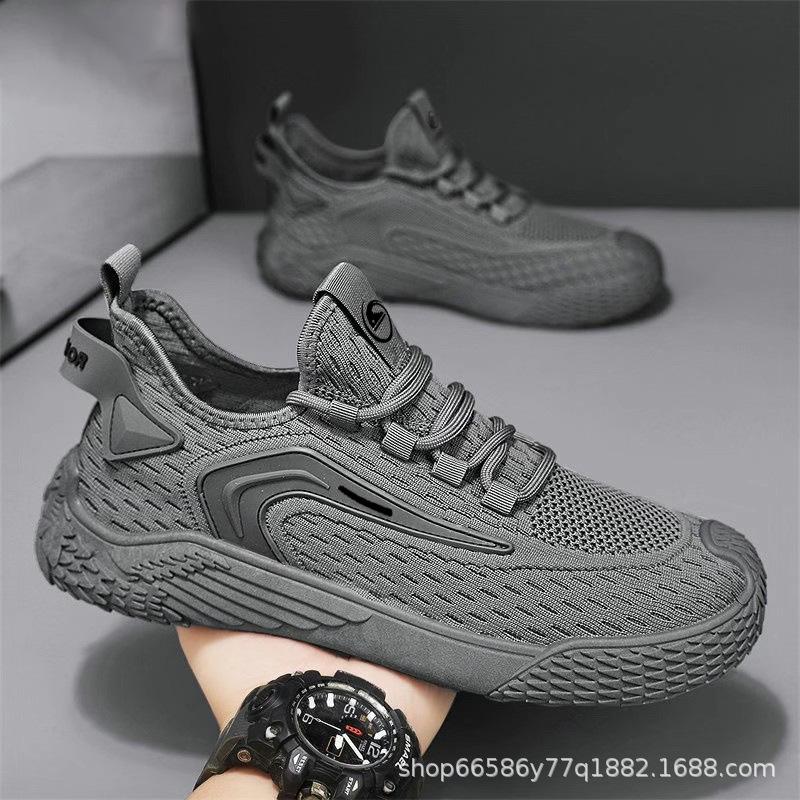 

Autumn popular men s shoes deodorant flying woven casual sports shoes versatile breathable soft sole non-slip mesh trendy coconut shoes 44 сірий колір