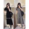 Dress Classic Versatile Skinny Pleated Dress Short Sleeve Summer New Korean Age Reducing Large Size Long Dress