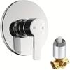 Chrome-Plated Single-Function Shower Mixer Valve - Wall-Mounted, Hot & Cold Water Control for Bathroom Decor, Round Showerhead,