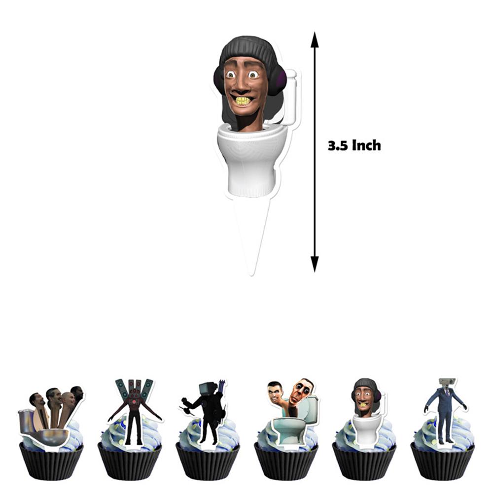 32 ks Party potřeby s tématikou Skibidi Toilet Včetně banneru, ozdob na dort a balónků