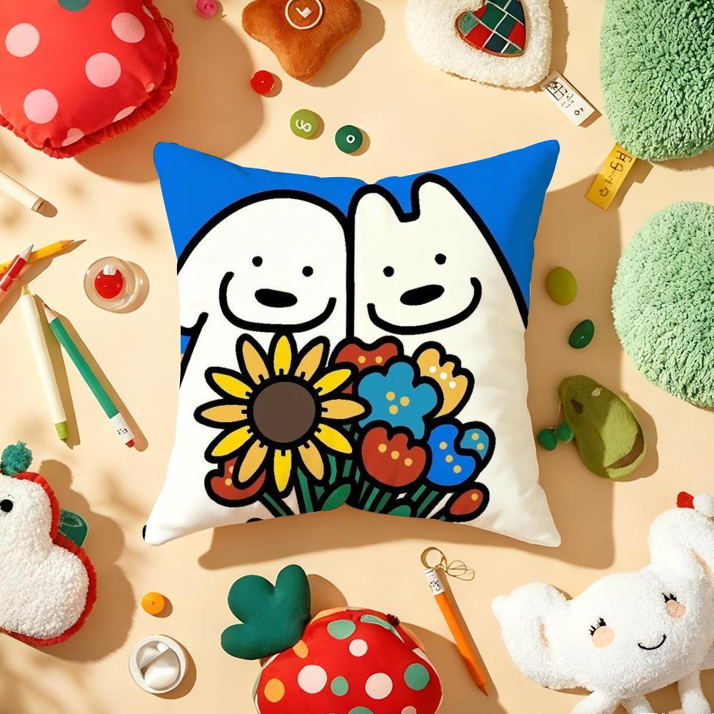 Korea M-Matsui Cute Dog Cushion Cover Plush Fabric Soft Double-Sided Printed Sofa Warm Winter Home Gift Pillow Cover
