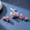 Zhao Lusi-inspiriertes rosa Dackel-Schleifen-Anhänger-Halskette - Süßer, hochwertiger Modeschmuck für Damen