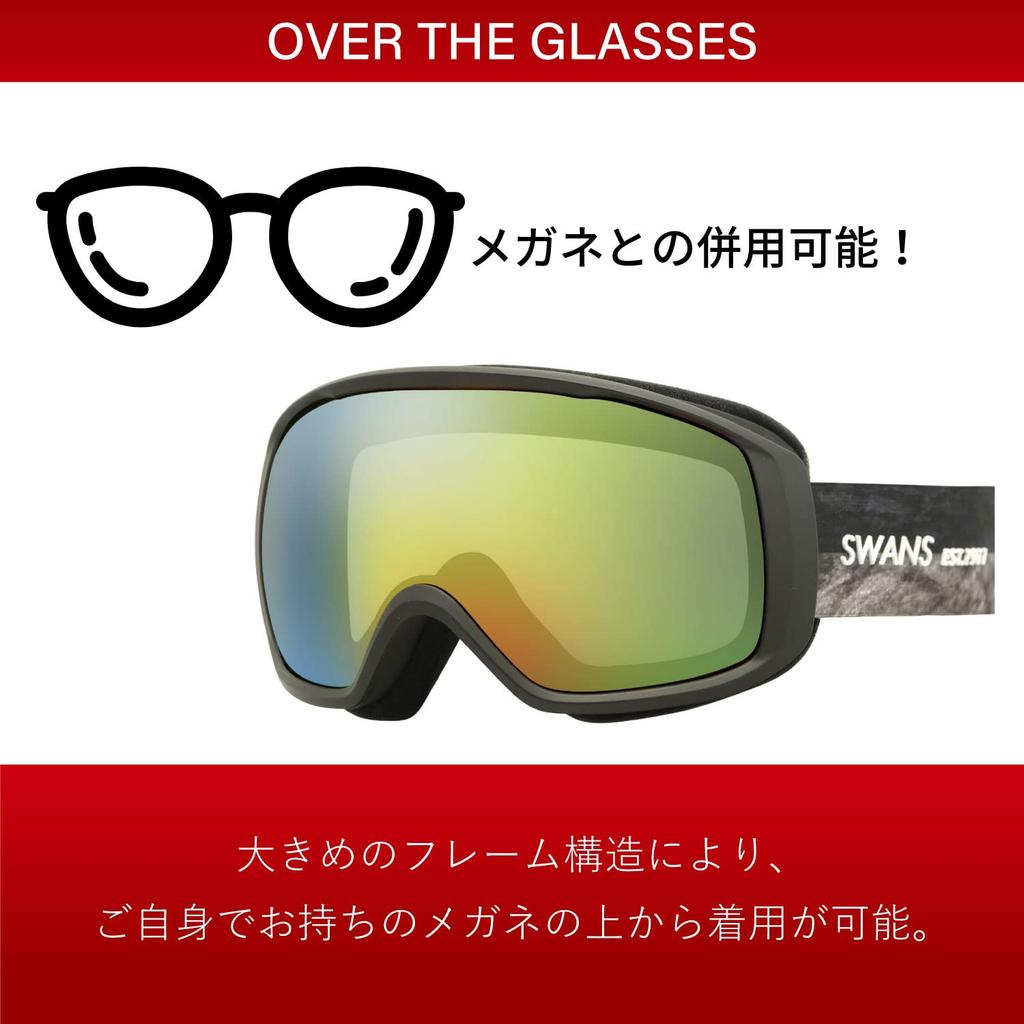 SWANS Snow Goggles GLR Red Mirror X Gray Glasses Compatible Ski Snowboard Free Size 200-MDHS
