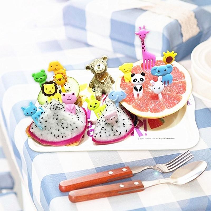 Set of 60 Plastic Fruit Picks Food Picks Food Toothpick Foods Forks Food Pick Fruit Fork Cute Animal Shaped Color Random