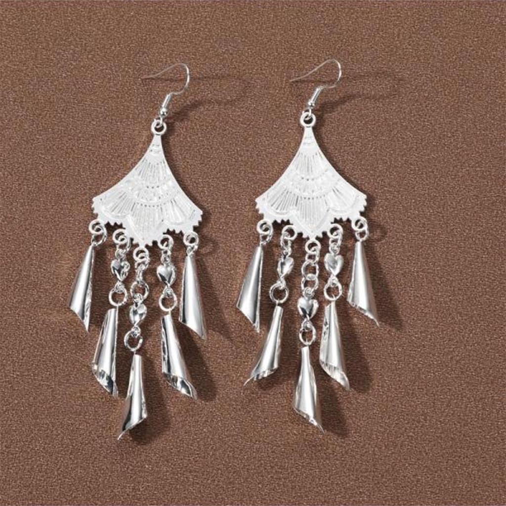 Retro Miao Silver Tassel Earrings: Ethnic Yunnan Long Dangle Women's Jewelry