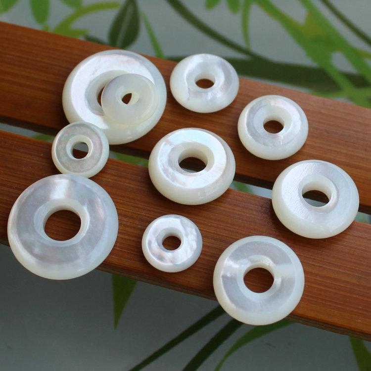 Anel Redondo de Madrepérola Branca Natural Estilo Antigo Joias Acessórios DIY - 8/10/12/15mm