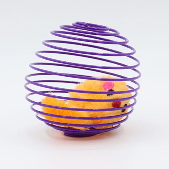 Yousheng Cat Toy Built-in Plush Mouse Spring Wire Cage Design Boredom Relief Pet Cat Chew Toy Cat Hunting Simulation