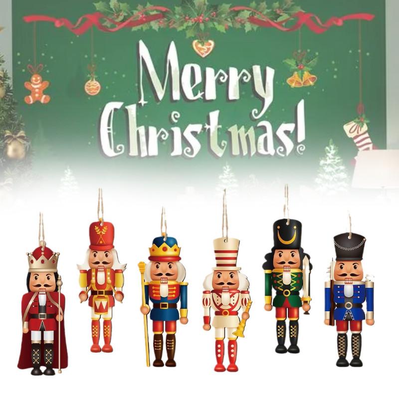 Pcs Nutcracker 6 Soldiers Wooden Pendant Hanging Decorations Christmas Gift