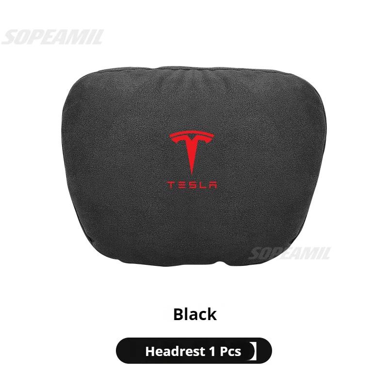 Suede Car Headrest Neck Support Seat Lumbar cushion Soft Neck Pillow Pad For Tesla Model 3 Model Y Model S Model X Accessories