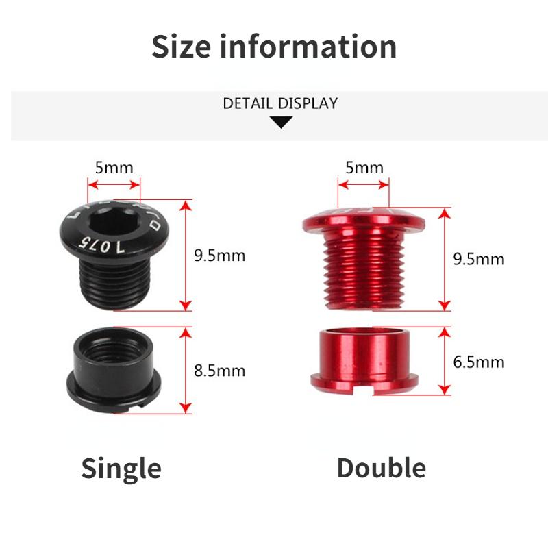 5 Pcs MTB Bicycle Chainwheel Screws Cycling Chainring Wheel Bolt Alloy 7075 Single/double Road Bike Disc Screws for Crankset Parts