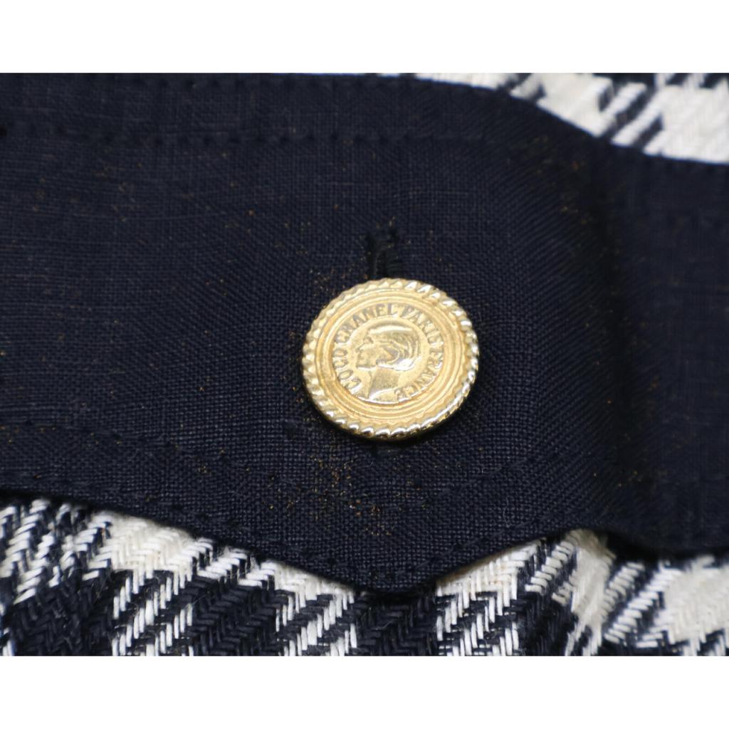 Chanel Houndstooth Vintage Short Double Jacket 9 Black WhiteUsed