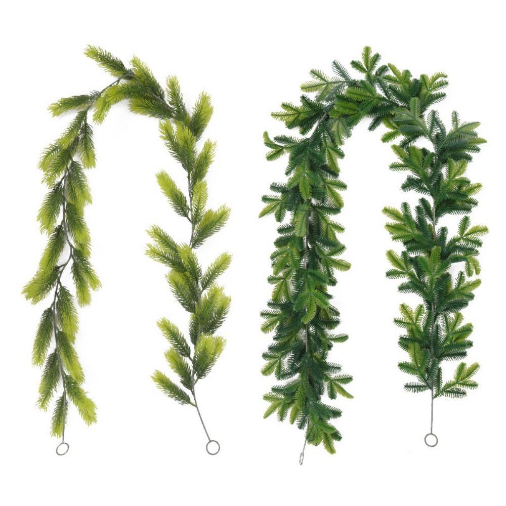 Green Christmas Pine Garland Plastic 180cm Lifelike Pine Vine Fireplace Stairs Decoration Party Supplies Artificial Pine