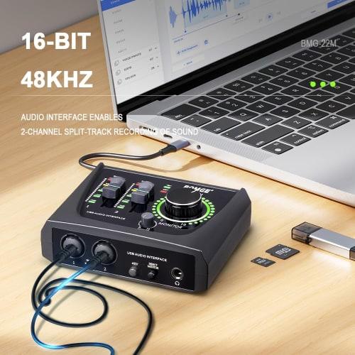 BOMGE Mini 2-Channel USB Audio Interface for Recording, Streaming, and Podcasting with XLR/48V Phantom Power, Studio-Quality Audio Interface for Guita