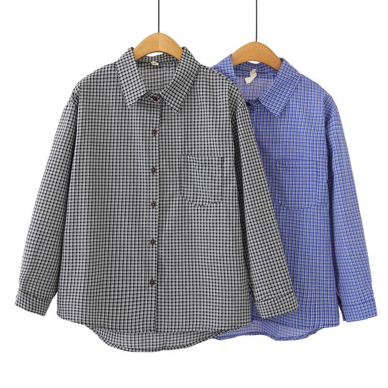 2026 Spring Plus Size Women's Long Sleeve Plaid Shirt Cardigan Fashion Literary Style Jacket
