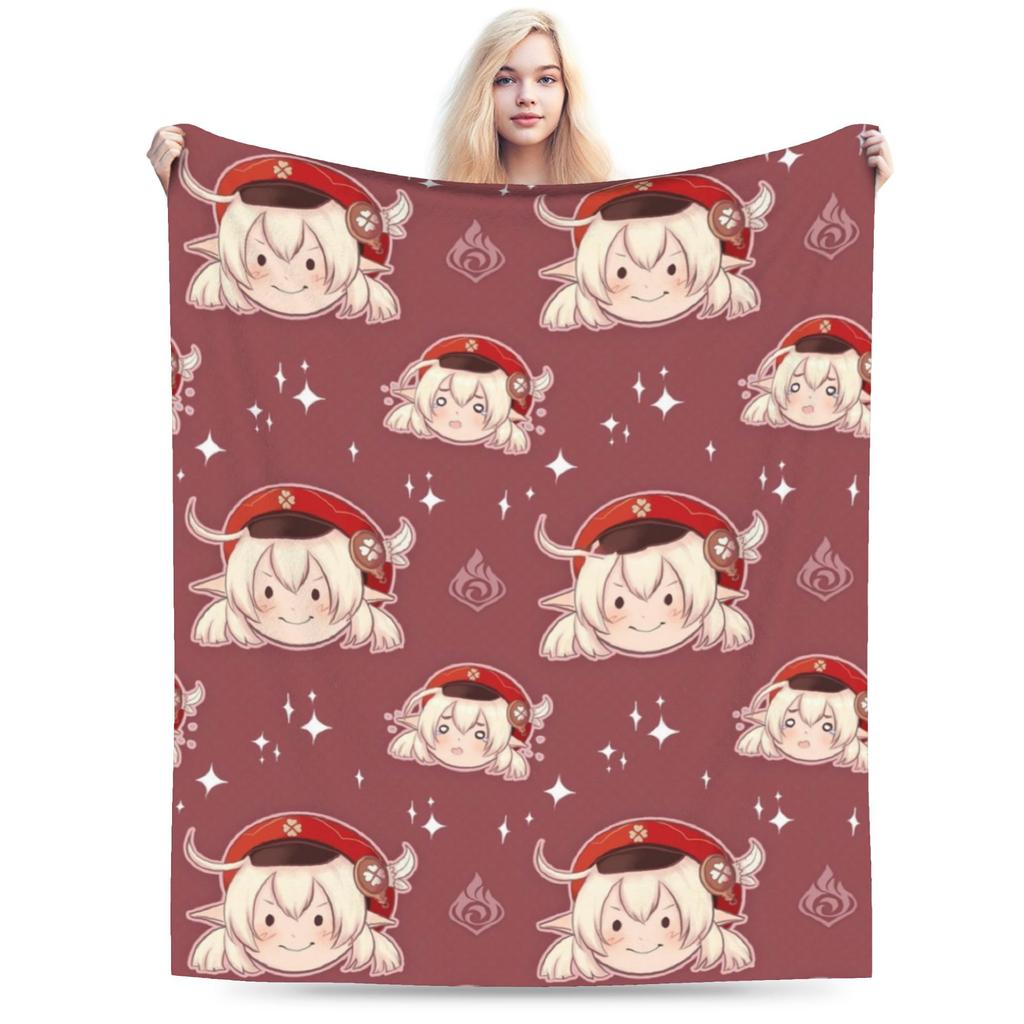 Genshin Impact Venti Blankets Velvet Summer Air Conditioning Barbatos Anime Multi-function Warm Throw Blanket for Bed Car Quilt