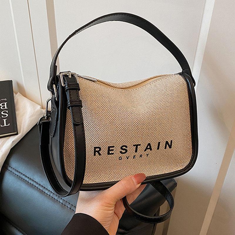 

Canvas bag women s summer new niche messenger bag casual portable small square bag бежевый