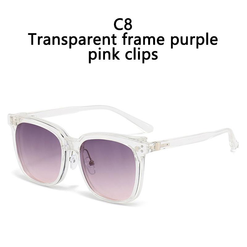 2 In 1 Clip On Glasses Transparent Frame Women Brand Design Clips Sunglasses Men Prescription Eyeglasses