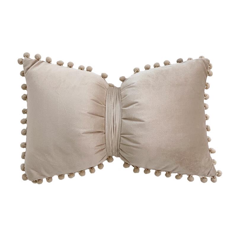 Yongguang Velvet Pom-pom Bowknot Throw Pillow