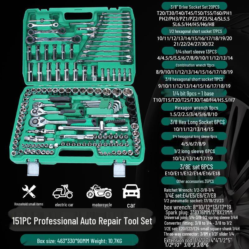 Car Mechanic Socket and Ratchet Wrench Set - 216 Pieces