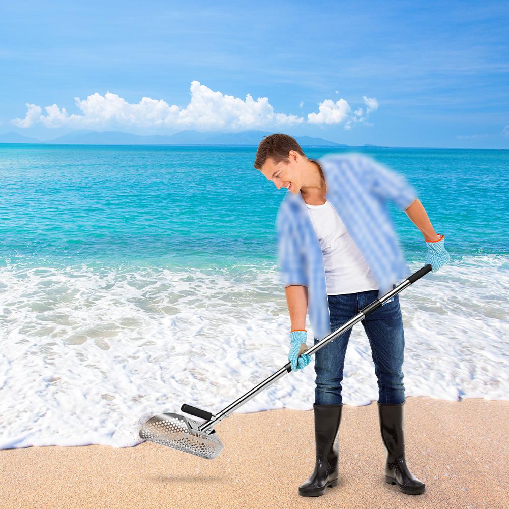 

Stainless Steel Sand Scoop Sand Sifter Shovel Adjustable Length Handle Digging Shovel Fast Sifting Shovel for Treasure Hunting China Mainland