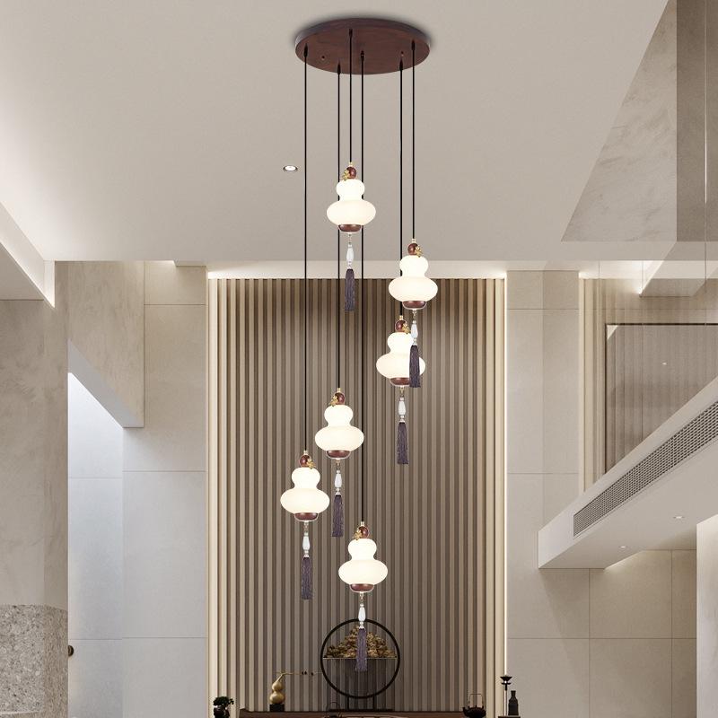 Modern Chinese Spiral Chandelier for Duplex Villas and Restaurants