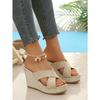 Artistic Retro Peep Toe Wedge Sandals for Women, Summer, Back Strap, Waterproof Platform, Comfortable Women's Shoes