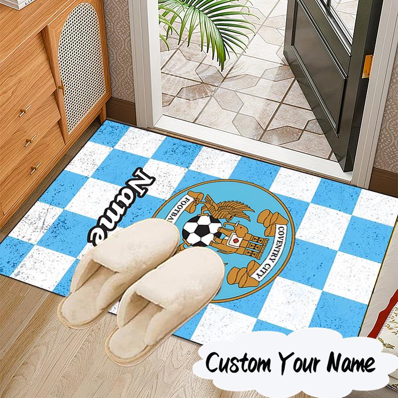 Custom Name Coventry Football Club Crest Rug for Living Room, Game Rooms, Office, Bedroom, Floor Mat Playful Design, fan gifts Christmas decor