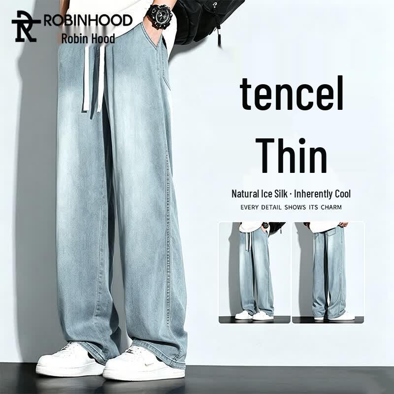 ROBINHOOD Men s Ice Silk Loose Straight Jeans 2XL