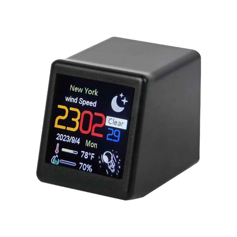 Smart Wifi Weather Station Display Small Portable Weather Temperature Humidity Time Alarm Clock Desktop Decoration